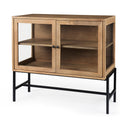Mercana Arelius 36" x 18.8" x 32" Glass,Iron,Solid Wood Accent Cabinet