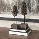 Mercana Pinterra 3.9" x 3.9" x 11" Solid Wood Decorative Object