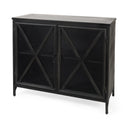 Mercana Poppy 40.3" x 16" x 33" Glass,Iron Accent Cabinet