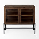 Mercana Arelius 36" x 18.8" x 32" Glass,Iron,Solid Wood Accent Cabinet