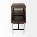 Mercana Arelius 36" x 18.8" x 32" Glass,Iron,Solid Wood Accent Cabinet