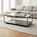 Mercana Roxdale 48" x 27.5" x 18" Glass,Metal Coffee Table