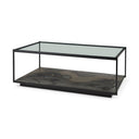 Mercana Roxdale 48" x 27.5" x 18" Glass,Metal Coffee Table