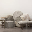 Mercana Zahavi 36" x 36" x 16" Leather,Metal Ottoman