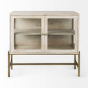 Mercana Arelius 36" x 18.8" x 32" Glass,Iron,Solid Wood Accent Cabinet
