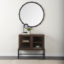 Mercana Arelius 36" x 18.8" x 32" Glass,Iron,Solid Wood Accent Cabinet