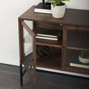 Mercana Arelius 36" x 18.8" x 32" Glass,Iron,Solid Wood Accent Cabinet