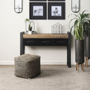 Mercana Aalia 16" x 16" x 16" Leather Pouf