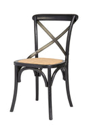 LH Home Cross Back Chair with Natural Brown Rattan Seat