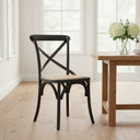 LH Home Cross Back Chair with Natural Brown Rattan Seat