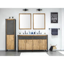 LH Home Irondale Vanity Width 61" in Solid Acacia Wood and Metal with White Basin