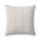 Loloi PLL0126 Ivory Hand-Woven Textured Grid Cotton Lumbar Throw Pillow