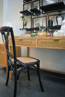LH Home Cross Back Chair with Natural Brown Rattan Seat
