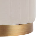 Renwil Baylor Indoor Poly-Velvet Ottoman - Off-White