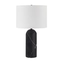 Renwil Tyne 25" Tall Powder Coated Matte Black Iron Table Lamp with Drum Linen Shade