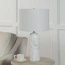Renwil Beausoleil 25" Tall Satin Brass Iron Table Lamp with Drum Linen Shade