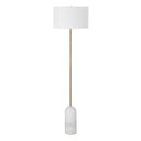 Renwil Lozica 62.5" Tall Antique Brushed Brass Floor Lamp with Drum Linen Shade