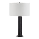 Renwil Kampen 28" Tall Matte Black Iron Table Lamp with Drum Linen Shade