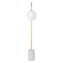 Renwil Merlot 62" Tall Satin Brass Floor Lamp with Globe Glass Shade