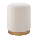 Renwil Baylor Indoor Poly-Velvet Ottoman - Off-White