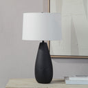 Renwil Tala 30" Tall Powder Coated Matte Black Iron Table Lamp with Tapered Linen Shade
