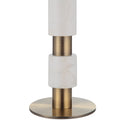 Renwil Pirot 27" Tall Antique Brushed Brass Iron Table Lamp with Tapered Linen Shade