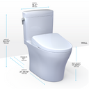 TOTO Washlet+ Aquia IV Cube Two Piece Elongated Dual Flush 1.28 and 0.9 GPF Toilet with Auto Flush S7 Contemporary Bidet Seat