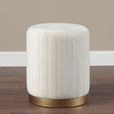 Renwil Baylor Indoor Poly-Velvet Ottoman - Off-White