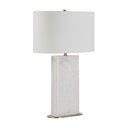 Renwil Irisa 27" Tall Plated Antique Brushed Brass Iron Table Lamp with Drum Linen Shade