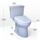 TOTO Drake Transitional Washlet+ Two Piece Elongated 1.28 GPF Universal Height Tornado Flush Toilet and S7A Contemporary Bidet Seat with Auto Flush