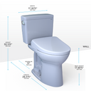 TOTO Drake Washlet+ Two Piece Elongated 1.28 GPF Universal Height Tornado Flush Toilet and S7A Contemporary Bidet Seat with Auto Flush