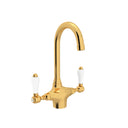 Unlacquered Brass / Porcelain Lever Handle
