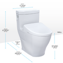 TOTO Washlet+ Aimes One Piece Elongated 1.28 GPF Toilet and Contemporary Washlet S7A Contemporary Bidet Seat