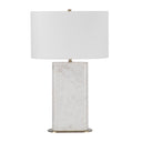 Renwil Irisa 27" Tall Plated Antique Brushed Brass Iron Table Lamp with Drum Linen Shade