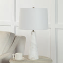 Renwil Vevey 25" Tall Plated Antique Brushed Brass Iron Table Lamp with Tapered Linen Shade